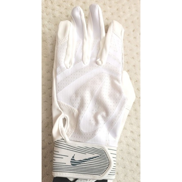 Nike Adult M Alpha Huarache Edge Batting Gloves WHITE Vegan Leather Adjustable - Picture 4 of 4